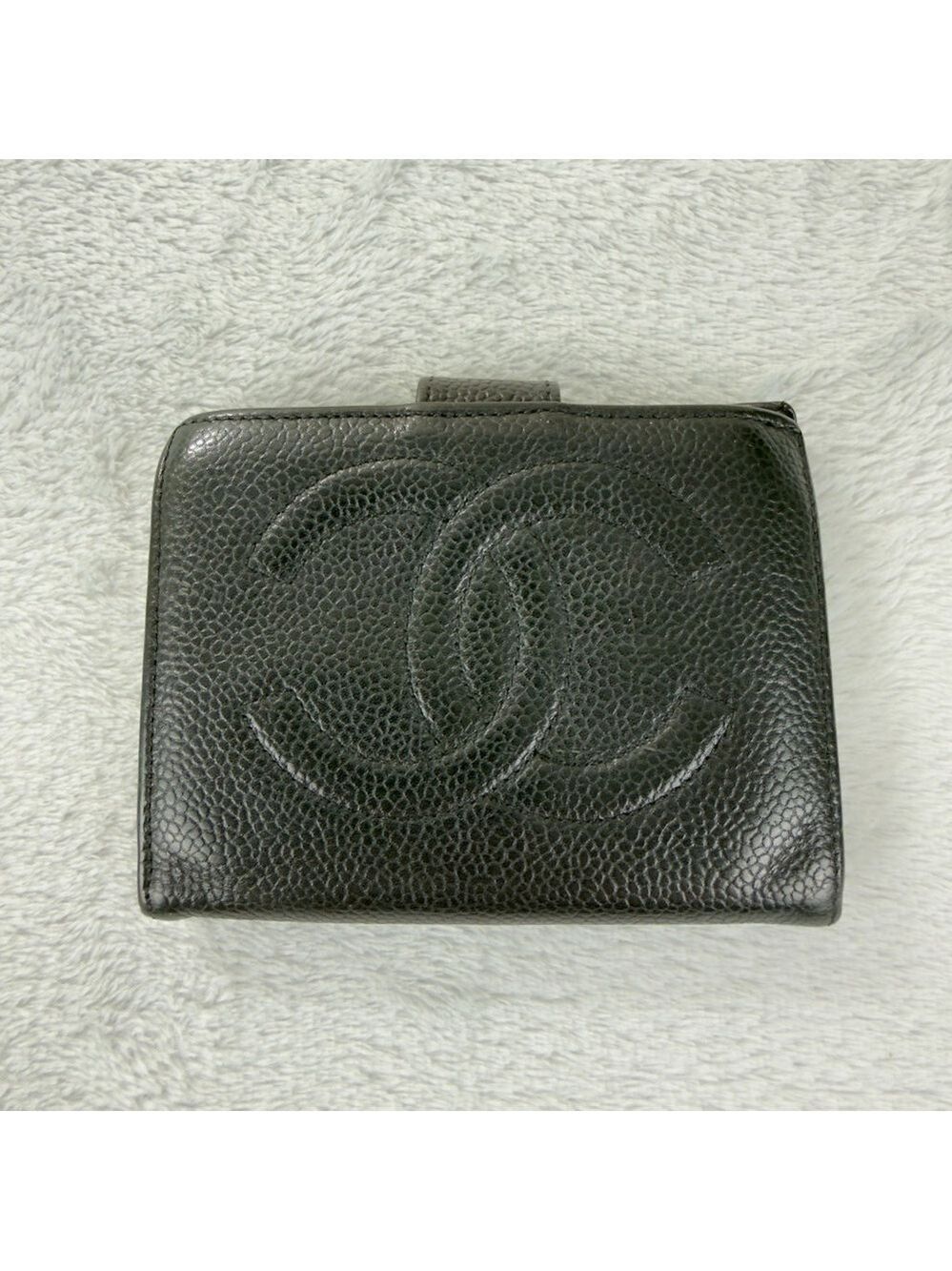Chanel CC Logo Grained Calfskin Bifold Wallet Black Authentic Made in Italy